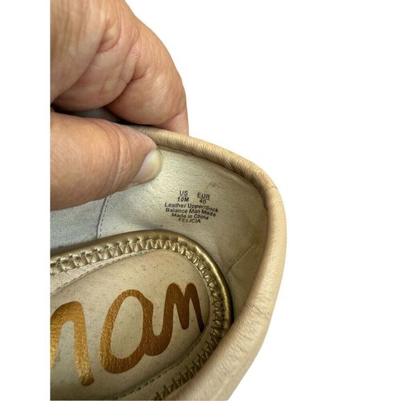 Sam Edelman Womens Beige Felicia Leather Round Toe Slip On Ballet Flats Size 10M - Picture 9 of 14
